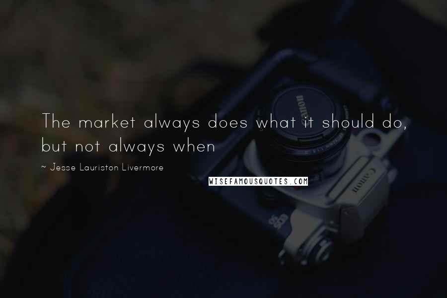 Jesse Lauriston Livermore quotes: The market always does what it should do, but not always when