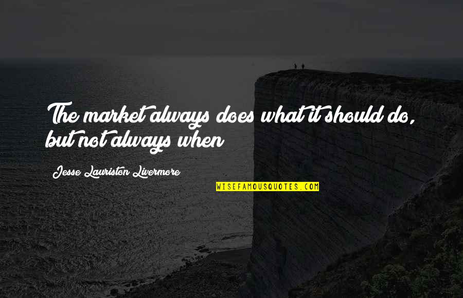 Jesse Lauriston Livermore Quotes By Jesse Lauriston Livermore: The market always does what it should do,