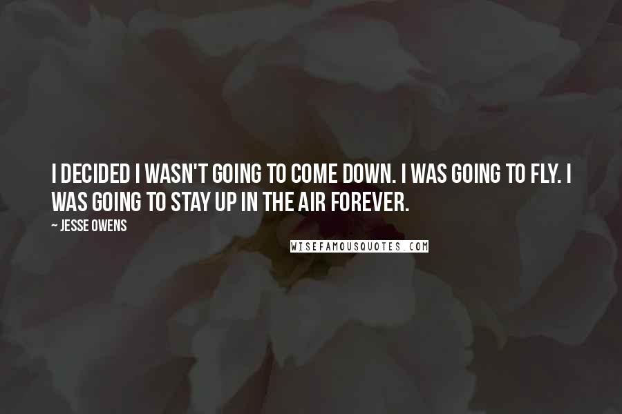 Jesse Owens quotes: I decided I wasn't going to come down. I was going to fly. I was going to stay up in the air forever.