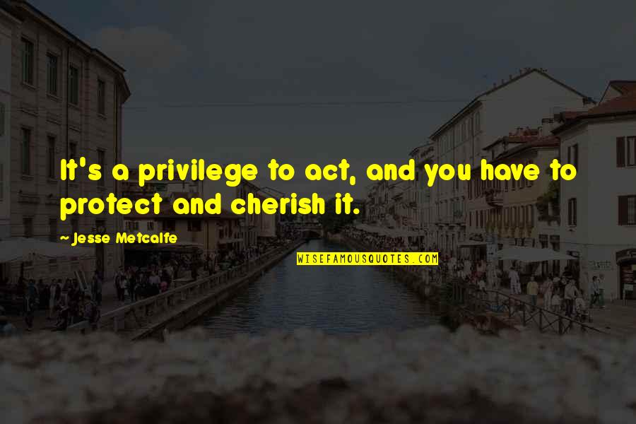 Jesse's Quotes By Jesse Metcalfe: It's a privilege to act, and you have