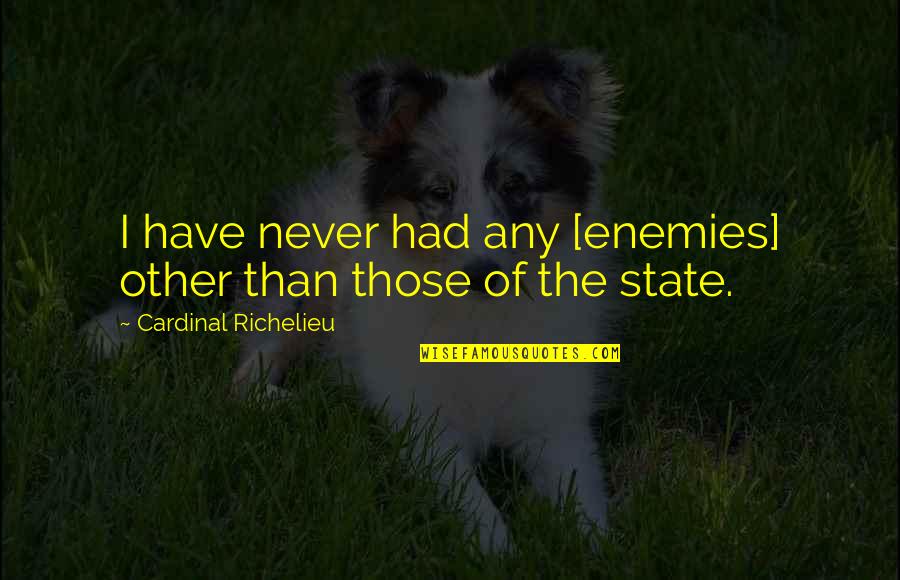 Jessica Guidobono Quote Quotes By Cardinal Richelieu: I have never had any [enemies] other than