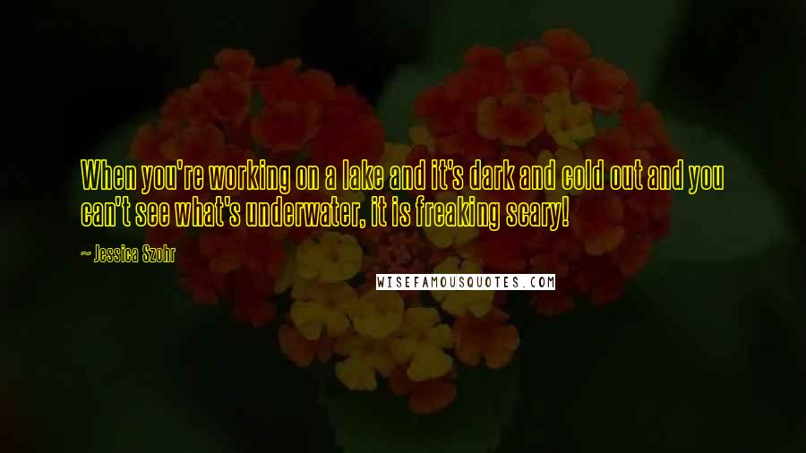 Jessica Szohr quotes: When you're working on a lake and it's dark and cold out and you can't see what's underwater, it is freaking scary!