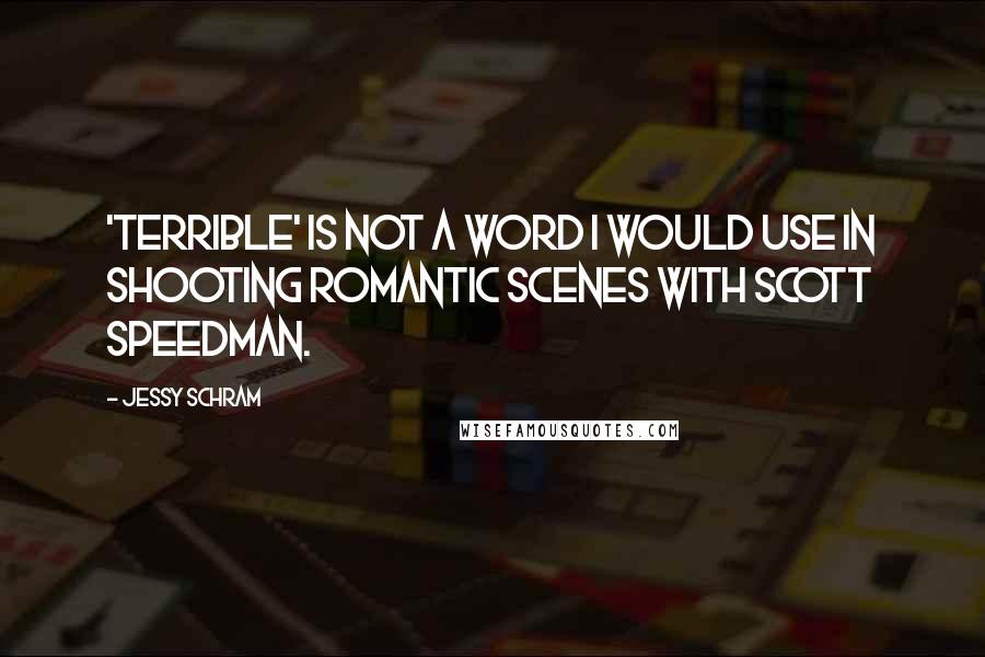 Jessy Schram quotes: 'Terrible' is not a word I would use in shooting romantic scenes with Scott Speedman.