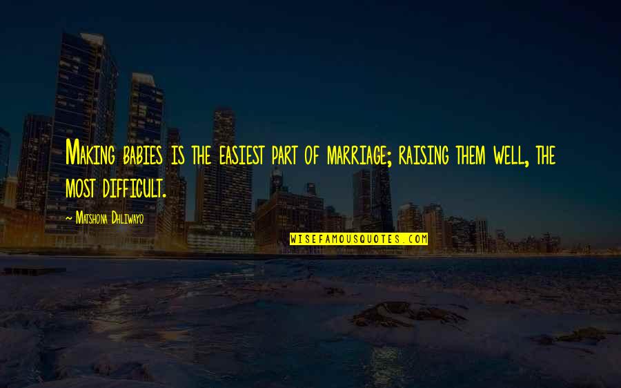 Jesters Winery Quotes By Matshona Dhliwayo: Making babies is the easiest part of marriage; Jesters Winery Quotes By Matshona Dhliwayo: Making babies is the easiest part of marriage;