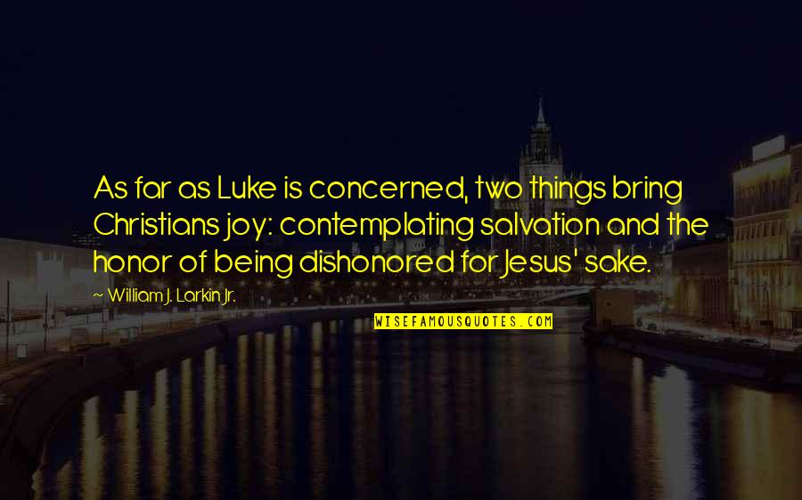 Jesus And Joy Quotes By William J. Larkin Jr.: As far as Luke is concerned, two things