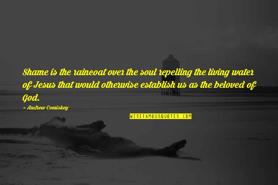 Jesus As The Living Water Quotes By Andrew Comiskey: Shame is the raincoat over the soul repelling Jesus As The Living Water Quotes By Andrew Comiskey: Shame is the raincoat over the soul repelling