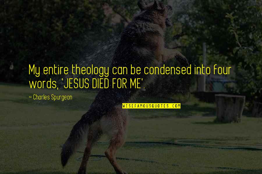 Jesus Died Quotes By Charles Spurgeon: My entire theology can be condensed into four