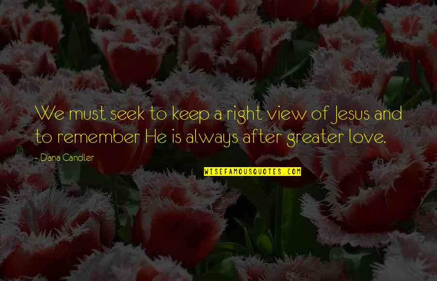 Jesus Is Love Quotes By Dana Candler: We must seek to keep a right view