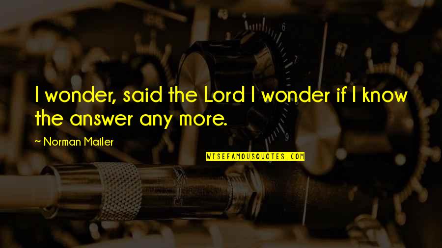Jesus Is The Answer Quotes By Norman Mailer: I wonder, said the Lord I wonder if