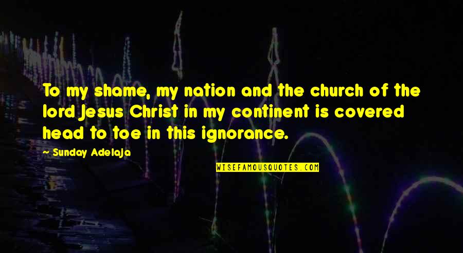 Jesus My Lord Quotes By Sunday Adelaja: To my shame, my nation and the church