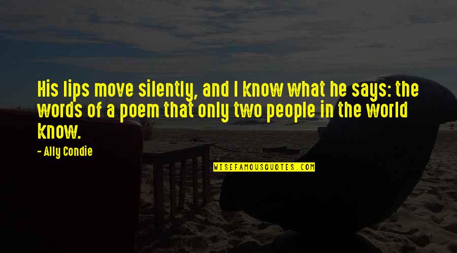 Jet Test And Transport Quotes By Ally Condie: His lips move silently, and I know what Jet Test And Transport Quotes By Ally Condie: His lips move silently, and I know what