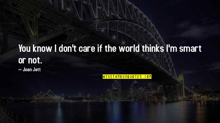 Jett's Quotes By Joan Jett: You know I don't care if the world