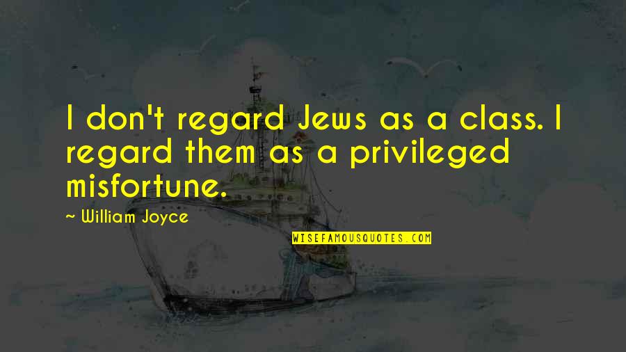 Jews Quotes By William Joyce: I don't regard Jews as a class. I