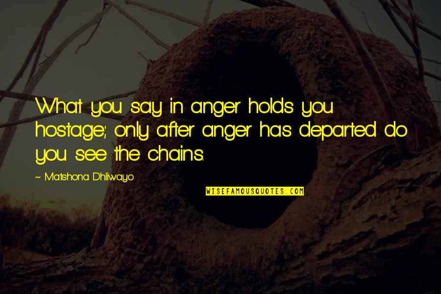 Jeyamohan Books Quotes By Matshona Dhliwayo: What you say in anger holds you hostage;