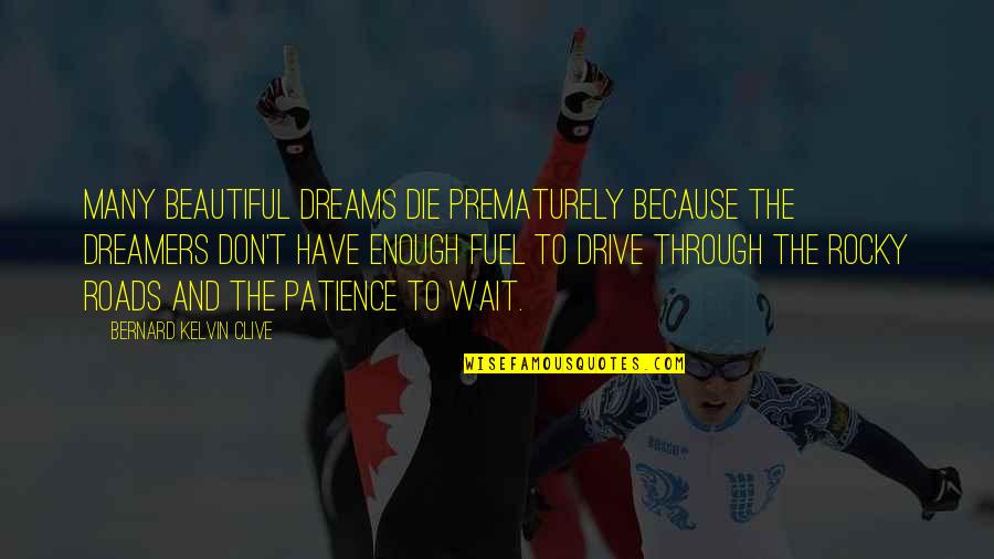 Jhagadia Quotes By Bernard Kelvin Clive: Many beautiful dreams die prematurely because the dreamers Jhagadia Quotes By Bernard Kelvin Clive: Many beautiful dreams die prematurely because the dreamers