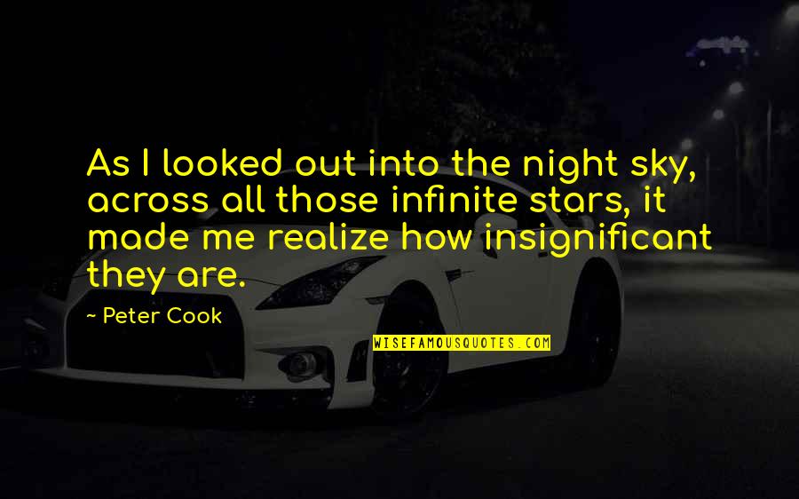 Jheng Serrano Quotes By Peter Cook: As I looked out into the night sky, Jheng Serrano Quotes By Peter Cook: As I looked out into the night sky,