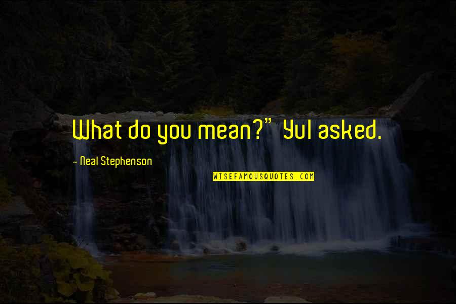 Jia Jiang Quotes By Neal Stephenson: What do you mean?" Yul asked.