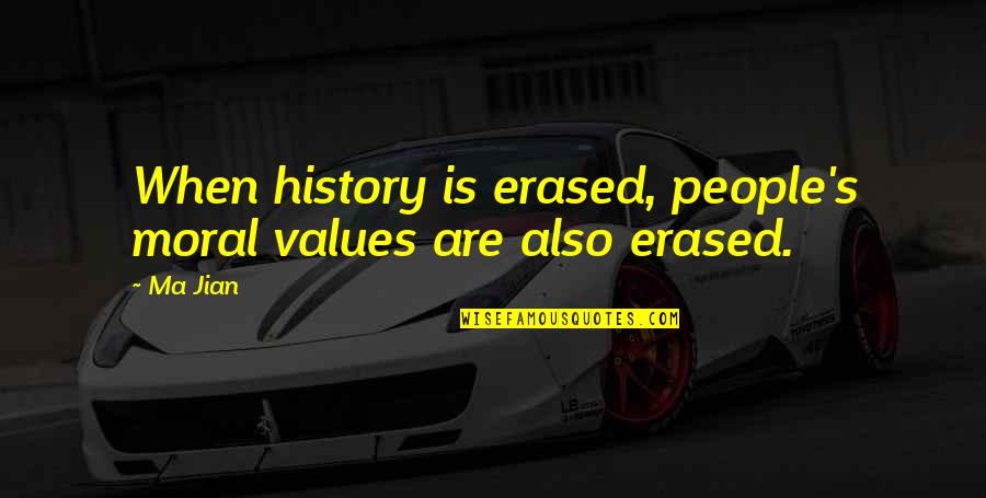 Jian Quotes By Ma Jian: When history is erased, people's moral values are