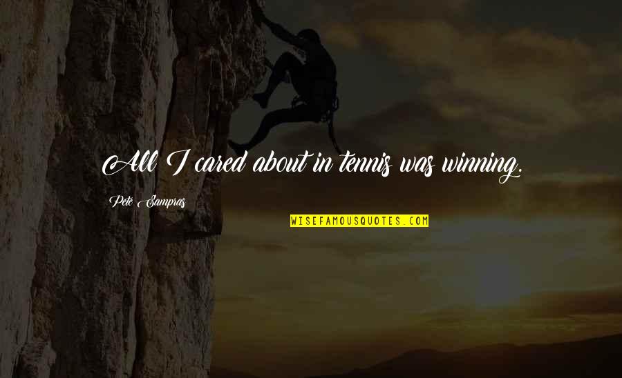 Jianxin Wang Quotes By Pete Sampras: All I cared about in tennis was winning. Jianxin Wang Quotes By Pete Sampras: All I cared about in tennis was winning.