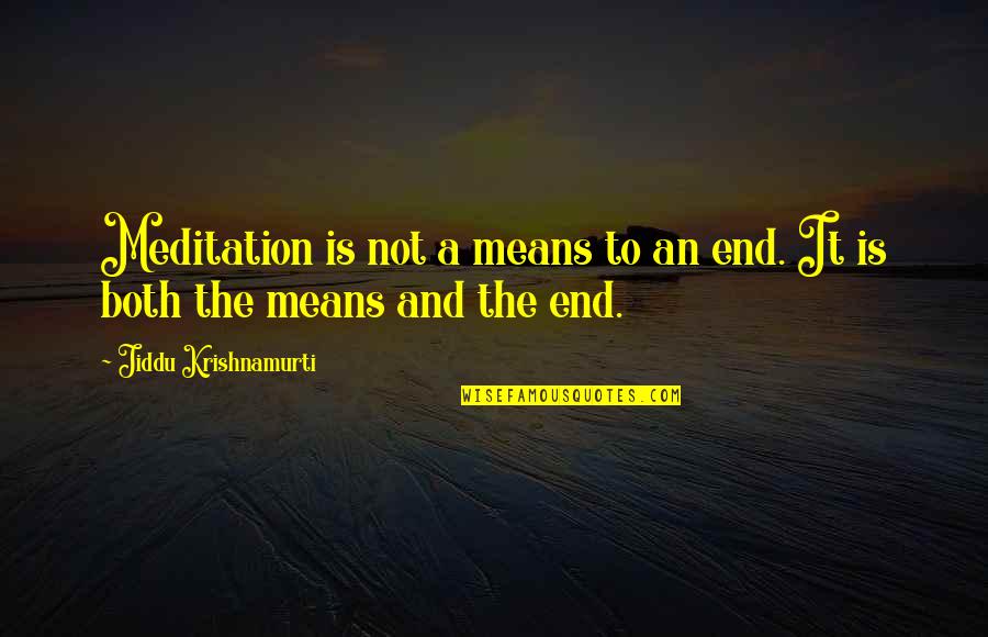 Jiddu Krishnamurti Meditation Quotes By Jiddu Krishnamurti: Meditation is not a means to an end.