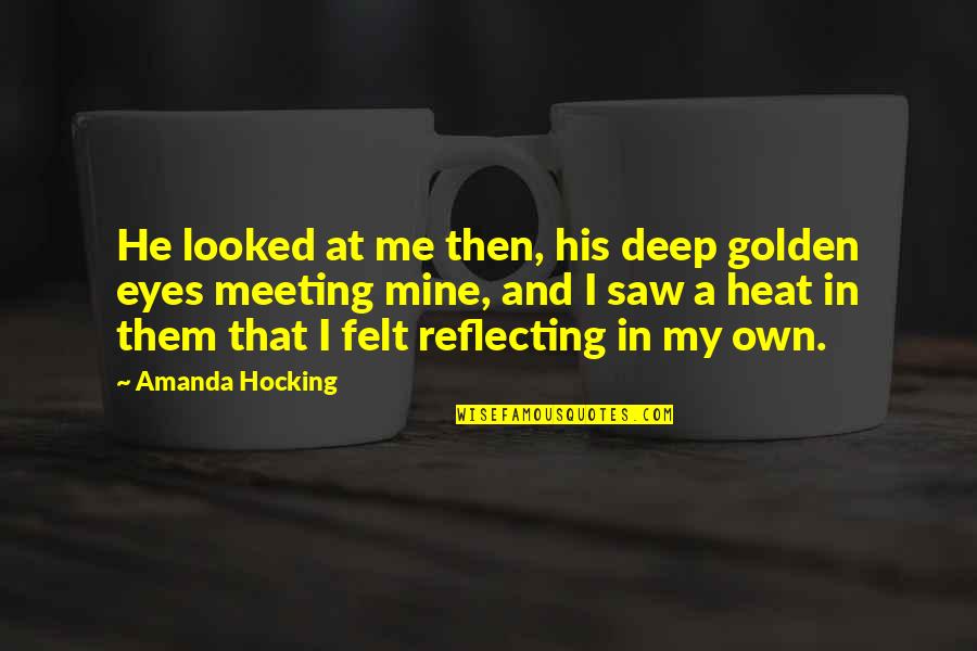 Jideofor Anyanwu Quotes By Amanda Hocking: He looked at me then, his deep golden Jideofor Anyanwu Quotes By Amanda Hocking: He looked at me then, his deep golden