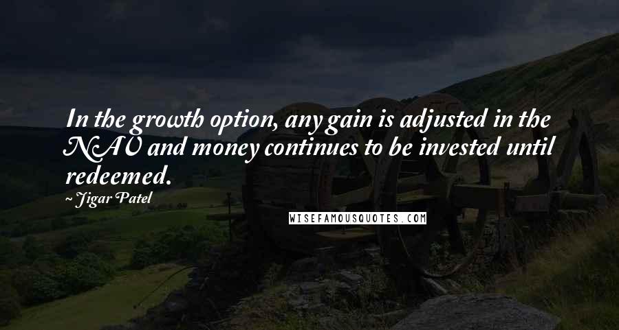 Jigar Patel quotes: In the growth option, any gain is adjusted in the NAV and money continues to be invested until redeemed.