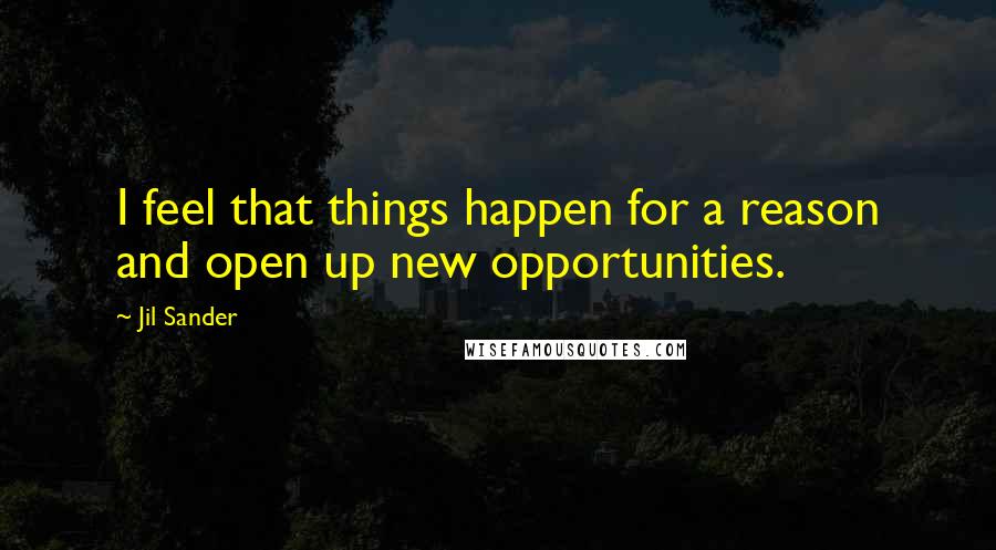 Jil Sander quotes: I feel that things happen for a reason and open up new opportunities.