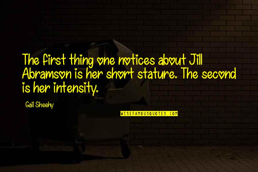 Jill Abramson Quotes By Gail Sheehy: The first thing one notices about Jill Abramson
