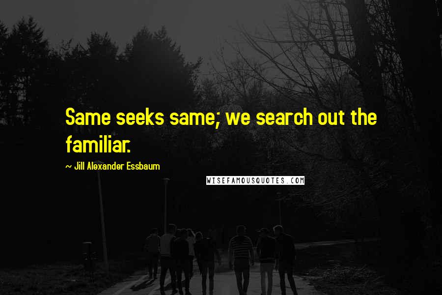 Jill Alexander Essbaum quotes: Same seeks same; we search out the familiar.