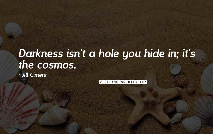 Jill Ciment quotes: Darkness isn't a hole you hide in; it's the cosmos.