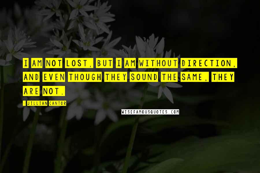 Jillian Cantor quotes: I am not lost, but I am without direction, and even though they sound the same, they are not.