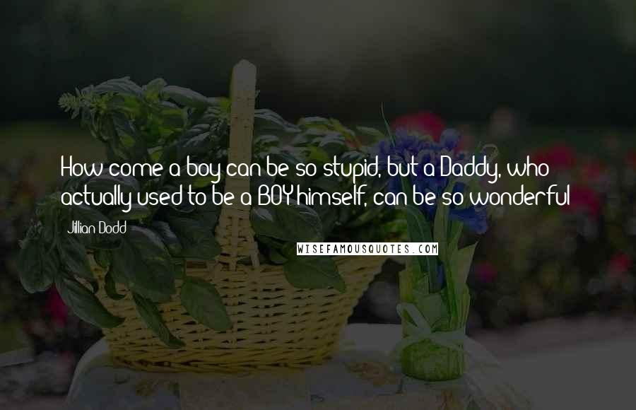 Jillian Dodd quotes: How come a boy can be so stupid, but a Daddy, who actually used to be a BOY himself, can be so wonderful?