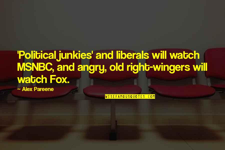 Jillions Of Things Quotes By Alex Pareene: 'Political junkies' and liberals will watch MSNBC, and