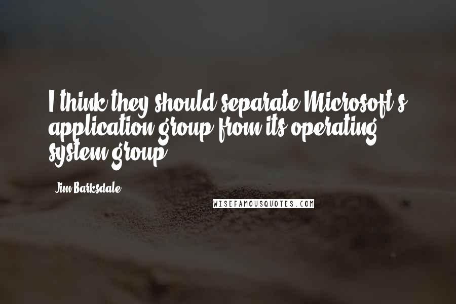 Jim Barksdale quotes: I think they should separate Microsoft's application group from its operating system group.