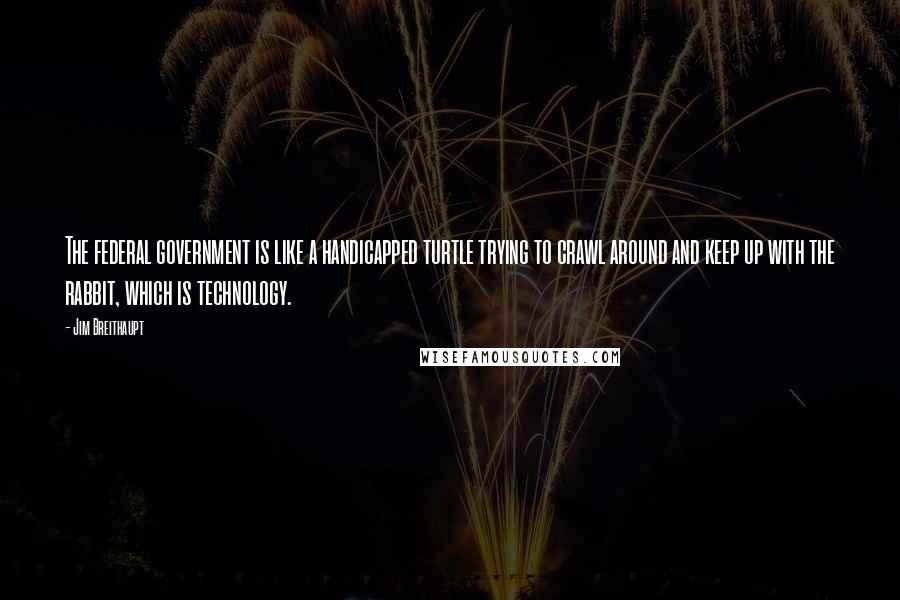 Jim Breithaupt quotes: The federal government is like a handicapped turtle trying to crawl around and keep up with the rabbit, which is technology.