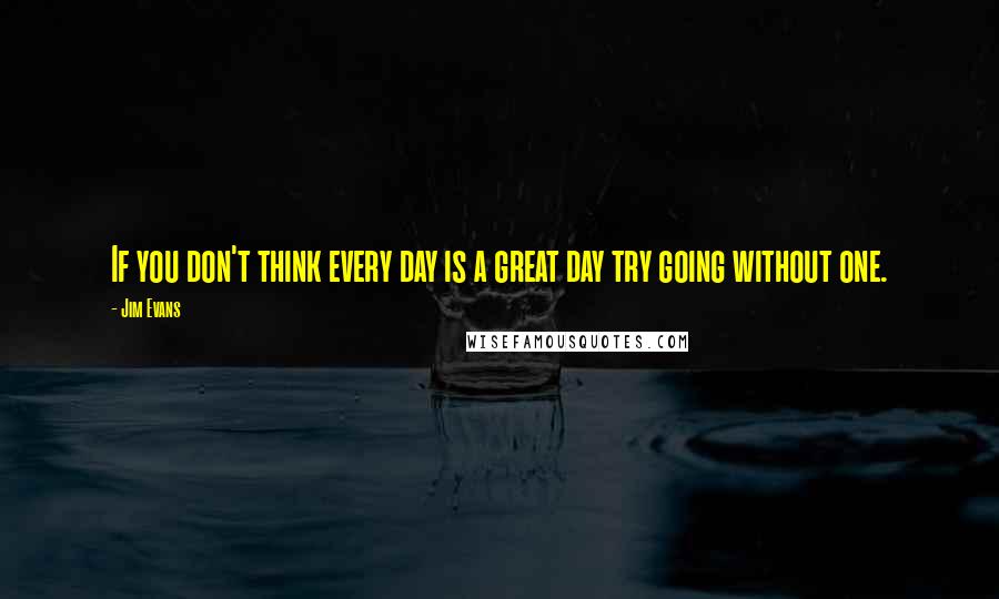 Jim Evans quotes: If you don't think every day is a great day try going without one.