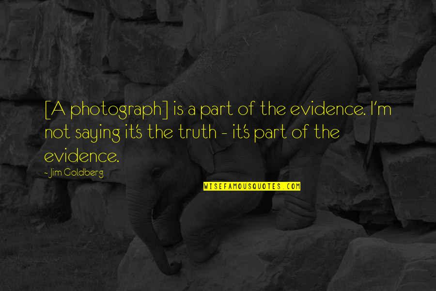 Jim Goldberg Quotes By Jim Goldberg: [A photograph] is a part of the evidence.