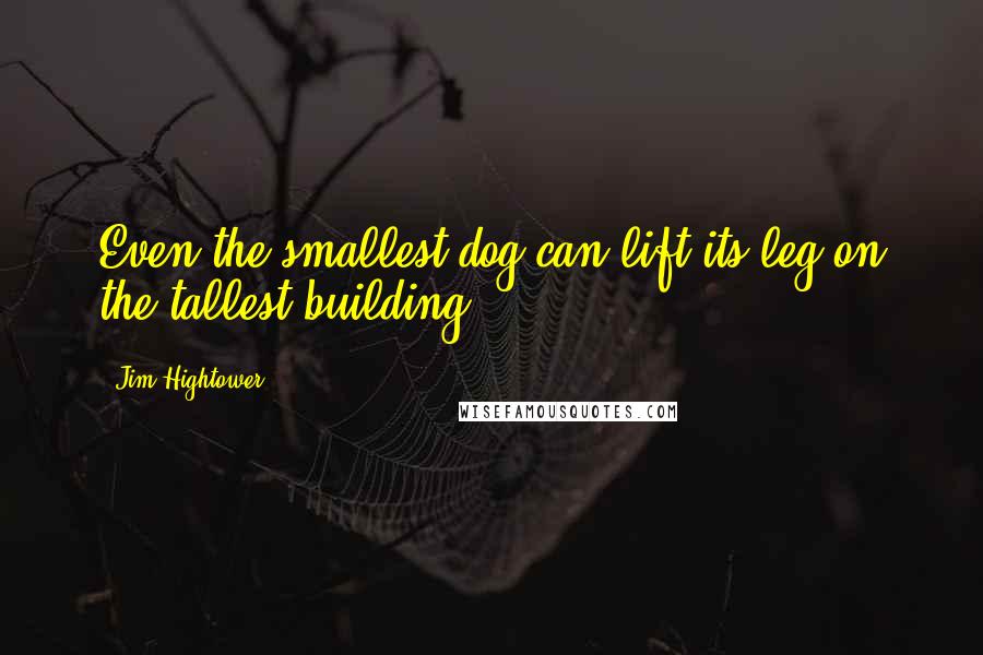 Jim Hightower quotes: Even the smallest dog can lift its leg on the tallest building.