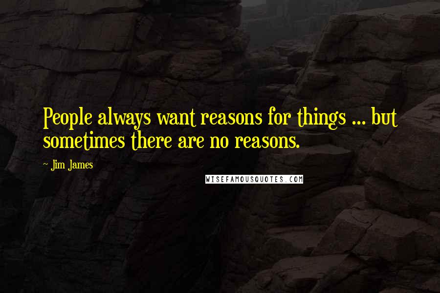 Jim James quotes: People always want reasons for things ... but sometimes there are no reasons.