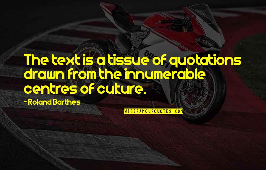 Jim Jannard Oakley Quotes By Roland Barthes: The text is a tissue of quotations drawn