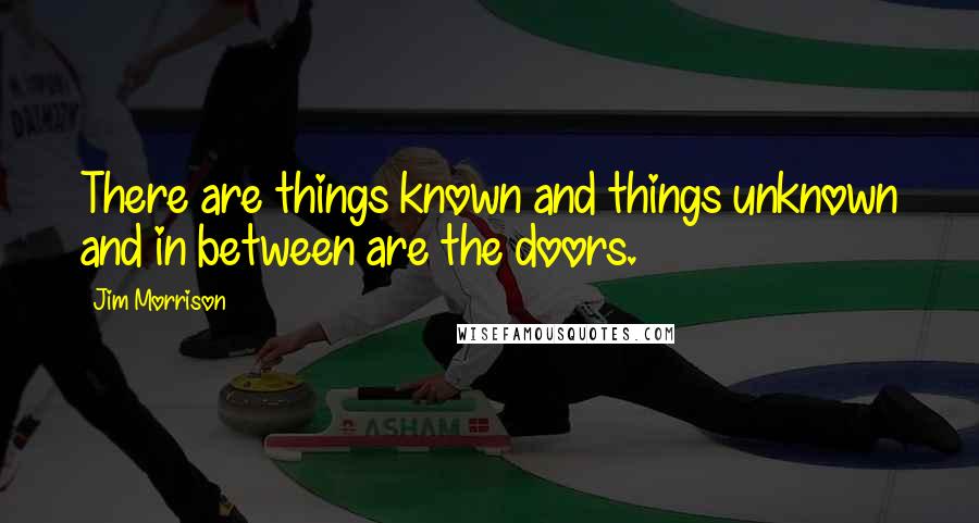 Jim Morrison quotes: There are things known and things unknown and in between are the doors.
