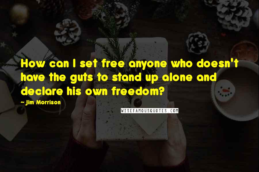 Jim Morrison quotes: How can I set free anyone who doesn't have the guts to stand up alone and declare his own freedom?
