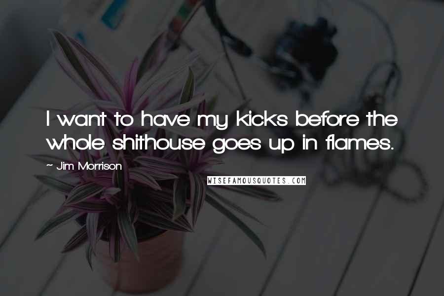 Jim Morrison quotes: I want to have my kicks before the whole shithouse goes up in flames.
