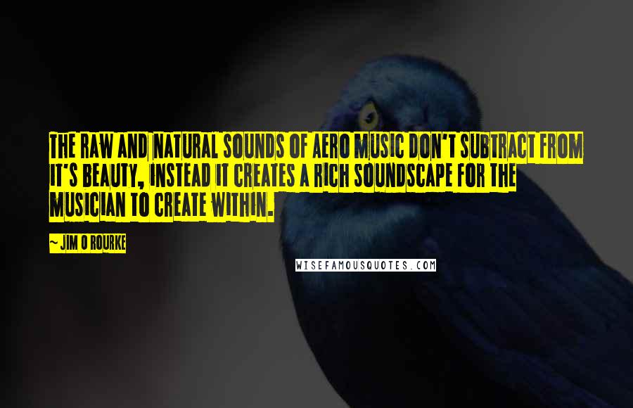 Jim O Rourke quotes: The raw and natural sounds of Aero music don't subtract from it's beauty, instead it creates a rich soundscape for the musician to create within.