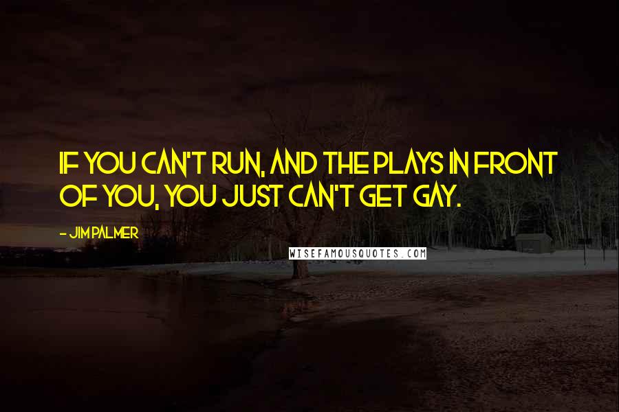 Jim Palmer quotes: If you can't run, and the plays in front of you, you just can't get gay.