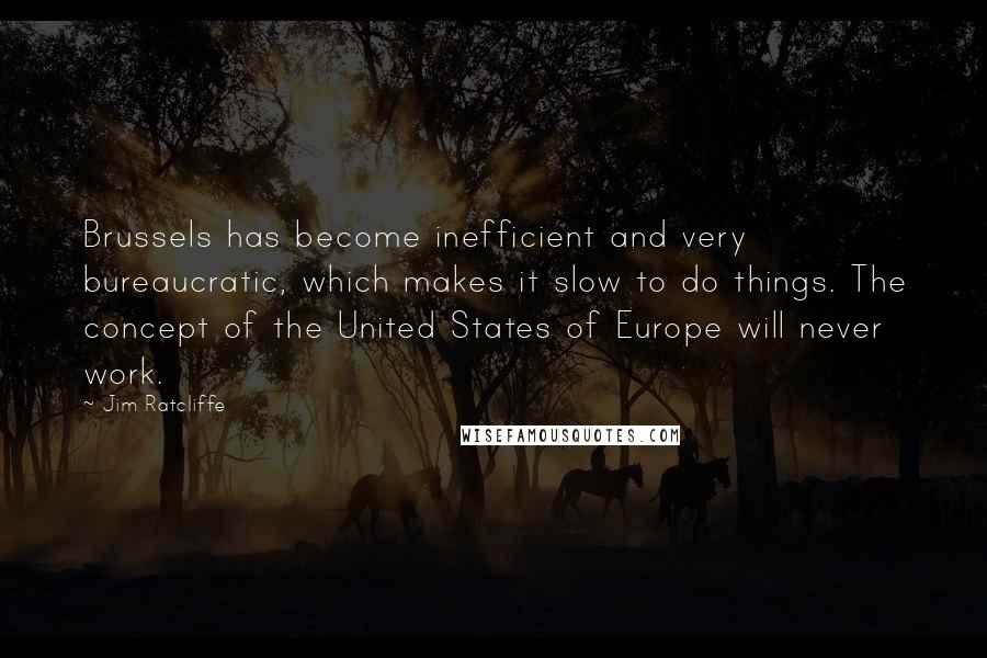 Jim Ratcliffe quotes: Brussels has become inefficient and very bureaucratic, which makes it slow to do things. The concept of the United States of Europe will never work.