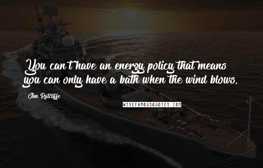 Jim Ratcliffe quotes: You can't have an energy policy that means you can only have a bath when the wind blows.