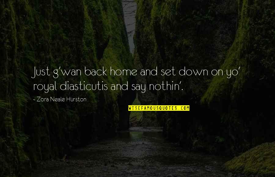 Jim Rivaldo Quotes By Zora Neale Hurston: Just g'wan back home and set down on Jim Rivaldo Quotes By Zora Neale Hurston: Just g'wan back home and set down on