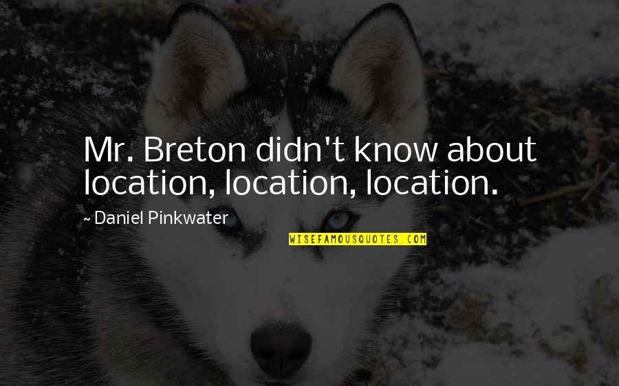 Jim Rockford Quotes By Daniel Pinkwater: Mr. Breton didn't know about location, location, location.