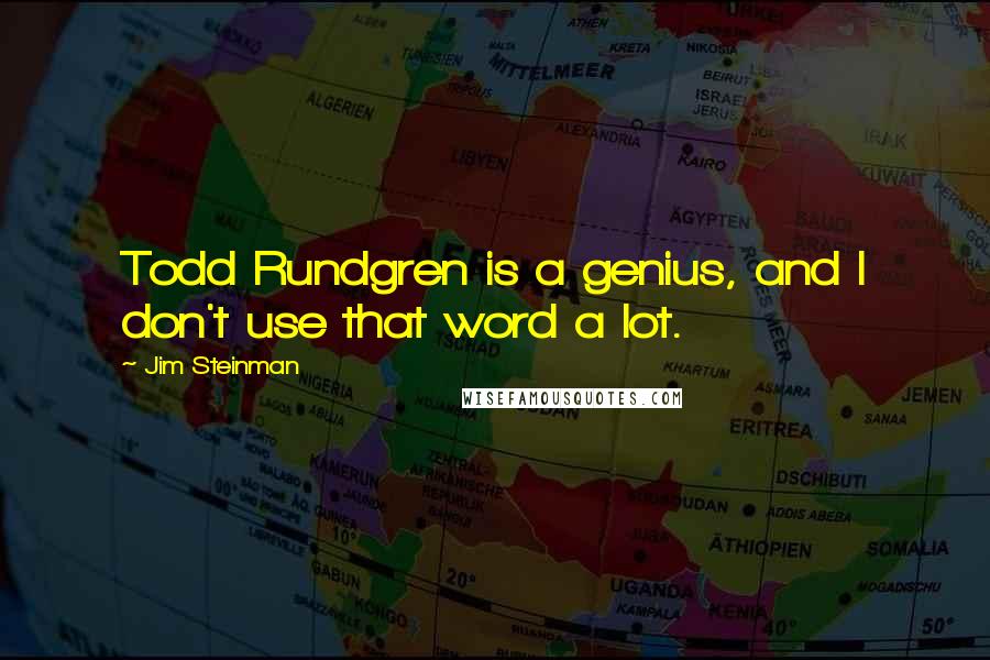 Jim Steinman quotes: Todd Rundgren is a genius, and I don't use that word a lot.